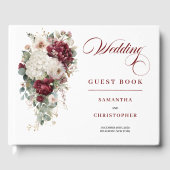 Boho maroon white gold roses wedding guest book ゲストブック (正面)