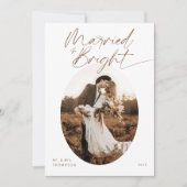 Boho Married & Bright Elegant Script Christmas シーズンカード (正面)