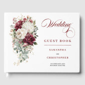 Boho marsala blush gold floral wedding guest book ゲストブック (正面)