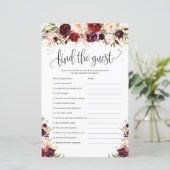 Boho marsala burgundyフローラゲストゲームを見つける (スタンド正面)