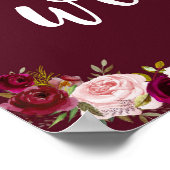 Boho Marsala Burgundy我々のサイン結婚へようこそ ポスター (角)