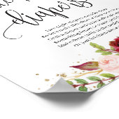 Boho marsala burgundy深夜おむつサイン ポスター (角)