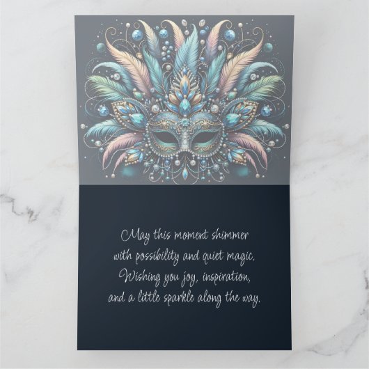 Boho Masquerade Feather Jewel Mask カード (内部)