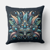 Boho Masquerade Feather Jewel Mask クッション (裏面)