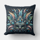 Boho Masquerade Feather Jewel Mask クッション (正面)