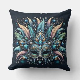 Boho Masquerade Feather Jewel Mask クッション