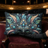 Boho Masquerade Feather Jewel Mask ランバークッション