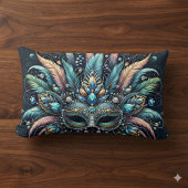 Boho Masquerade Feather Jewel Mask ランバークッション