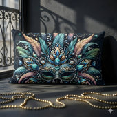 Boho Masquerade Feather Jewel Mask ランバークッション