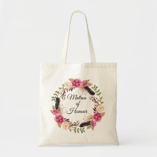 Boho Matron of Honor Gift 素朴 Wedding Party トートバッグ (正面)