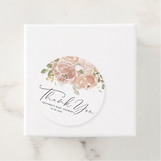 Boho Mauveピーチフラワーベイビーシャワーありがとう フェイバータグ (インサイチュ)