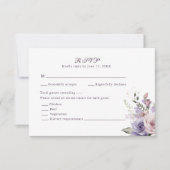 Boho Mauve and Lilac Flowers Wedding RSVP Card (正面)