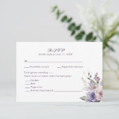 Boho Mauve and Lilac Flowers Wedding RSVP Card (スタンド正面)