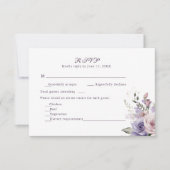 Boho Mauve and Lilac Flowers Wedding RSVP Card (正面)