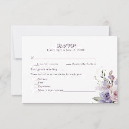 Boho Mauve and Lilac Flowers Wedding RSVP Card