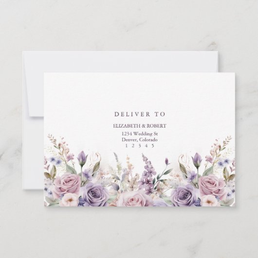 Boho Mauve and Lilac Flowers Wedding RSVP Card (裏面)