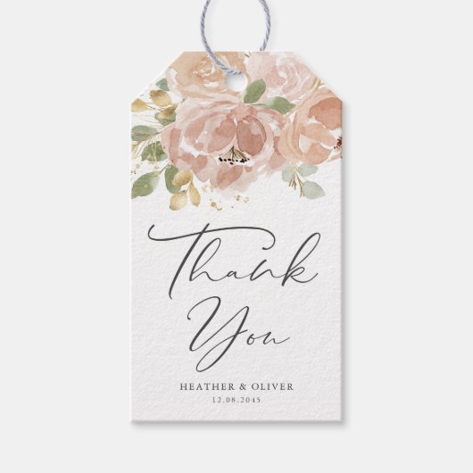 Boho Mauve Peach Flowers 結婚'S Thank You ギフトタグ (正面)