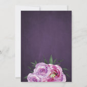 Boho mauve peonies紫色の梅のブランチとバブル 招待状 (裏面)