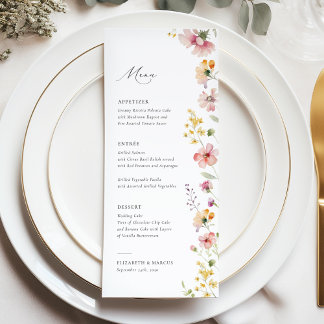 Boho Meadow Wildflower Wedding Menu メニュー
