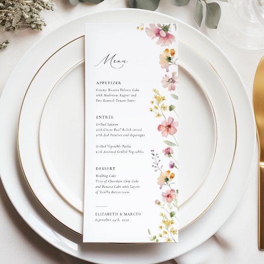 Boho Meadow Wildflower Wedding Menu メニュー