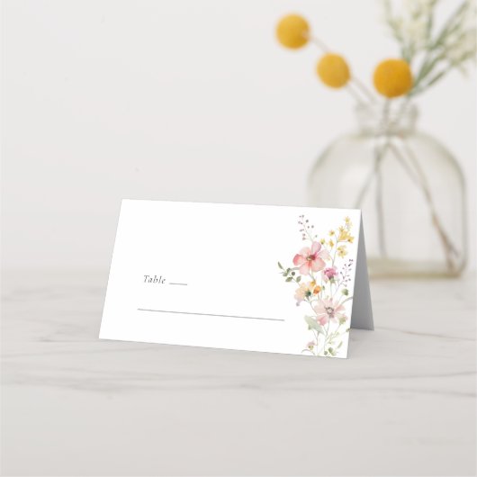 Boho Meadow Wildflower Wedding Place Card プレイスカード (正面)