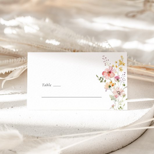 Boho Meadow Wildflower Wedding Place Card プレイスカード