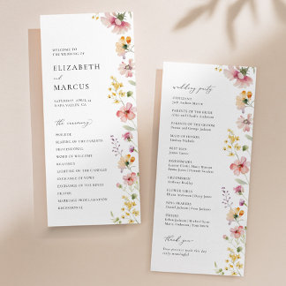 Boho Meadow Wildflower Wedding Program プログラム
