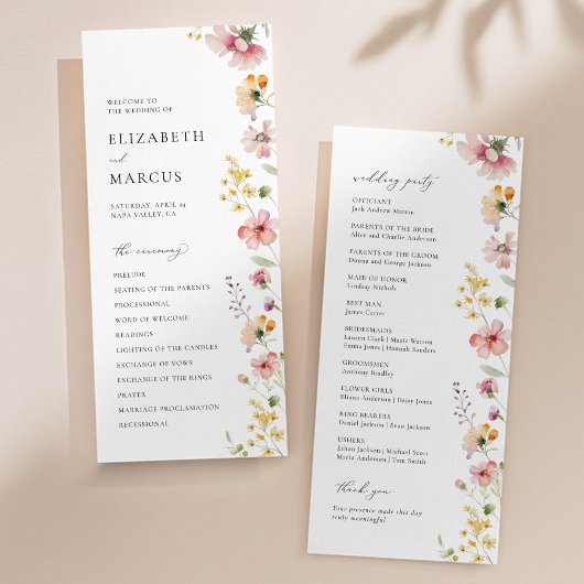 Boho Meadow Wildflower Wedding Program プログラム