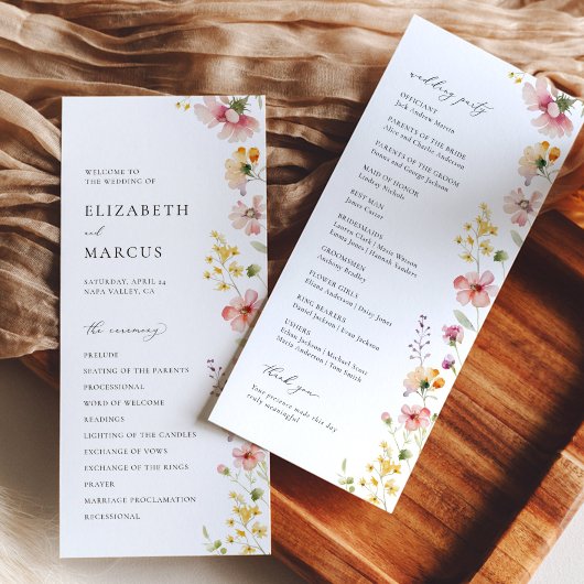 Boho Meadow Wildflower Wedding Program プログラム