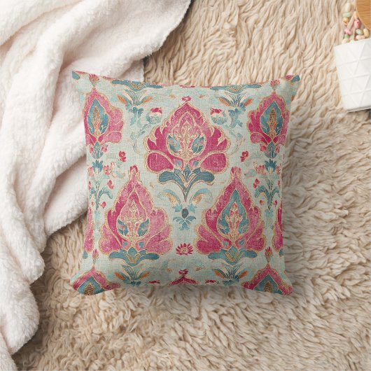 Boho Medallion Pattern Throw Pillow クッション (ブランケット)