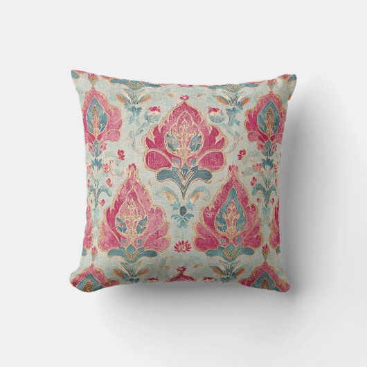 Boho Medallion Pattern Throw Pillow クッション (正面)