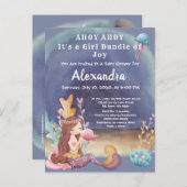 Boho Mermaid、熱帯魚ガールベビーシャワー インビテーションポストカード (正面/裏面)