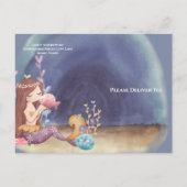 Boho Mermaid、熱帯魚ガールベビーシャワー インビテーションポストカード (裏面)