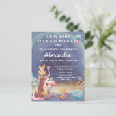 Boho Mermaid、熱帯魚ガールベビーシャワー インビテーションポストカード (スタンド正面)