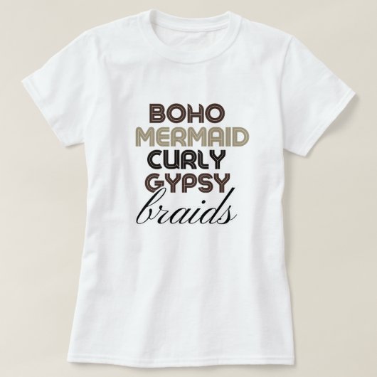 Boho Mermaid Braids Black Hair Custom Tee Tシャツ (デザイン正面)