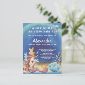 Boho Mermaid、The Sea Boy Baby Shower インビテーションポストカード (スタンド正面)