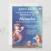 Boho Mermaid、The Sea Boy Birthday Partyの下 招待状 (正面)