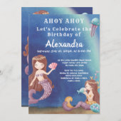 Boho Mermaid、The Sea Boy Birthday Partyの下 招待状 (正面/裏面)