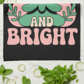 Boho Merry and Bright Personalized Floral Xmas キッチンタオル (折り畳み)