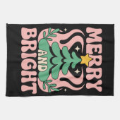Boho Merry and Bright Personalized Floral Xmas キッチンタオル (横)