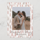 Boho Merry and Married Script Wedding Christmas サンキューカード (正面/裏面)