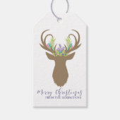 Boho Merry Christmasトナカイタイポグラフィ写真 ギフトタグ (正面)