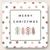 Boho Merry Christmas Trees and Dots Coaster Set コースター (正面)