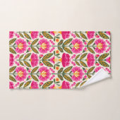 BOHO Mexican Talavera Flowers Fuchsia Pink Floral バスタオルセット (ハンドタオル)