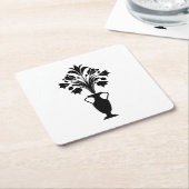 Boho Mid Century Flower Pot スクエアペーパーコースター (アングル)