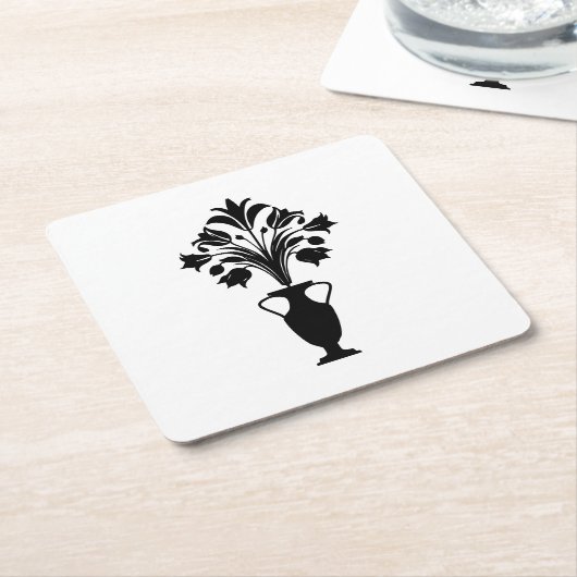 Boho Mid Century Flower Pot スクエアペーパーコースター (アングル)