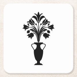 Boho Mid Century Flower Pot スクエアペーパーコースター