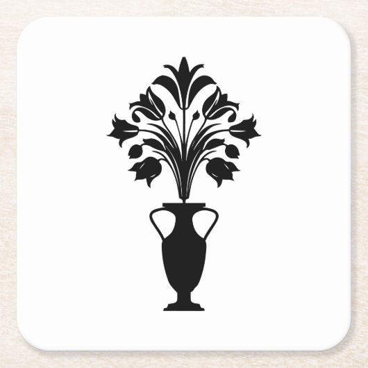 Boho Mid Century Flower Pot スクエアペーパーコースター (正面)