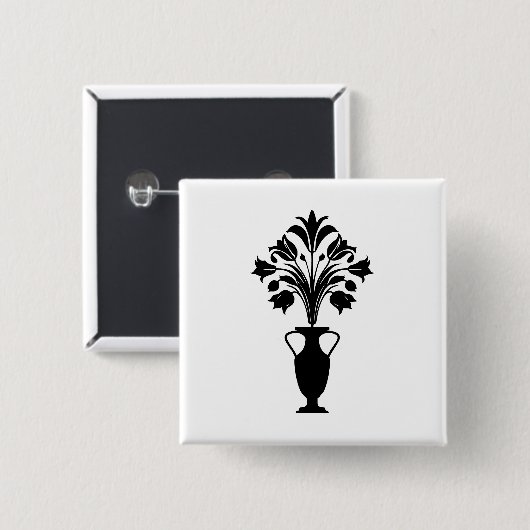 Boho Mid Century Flower Pot 缶バッジ (正面&裏面)