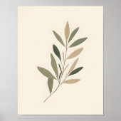 Boho Minimal Botanical Leaf Neutral Green Beige ポスター (正面)